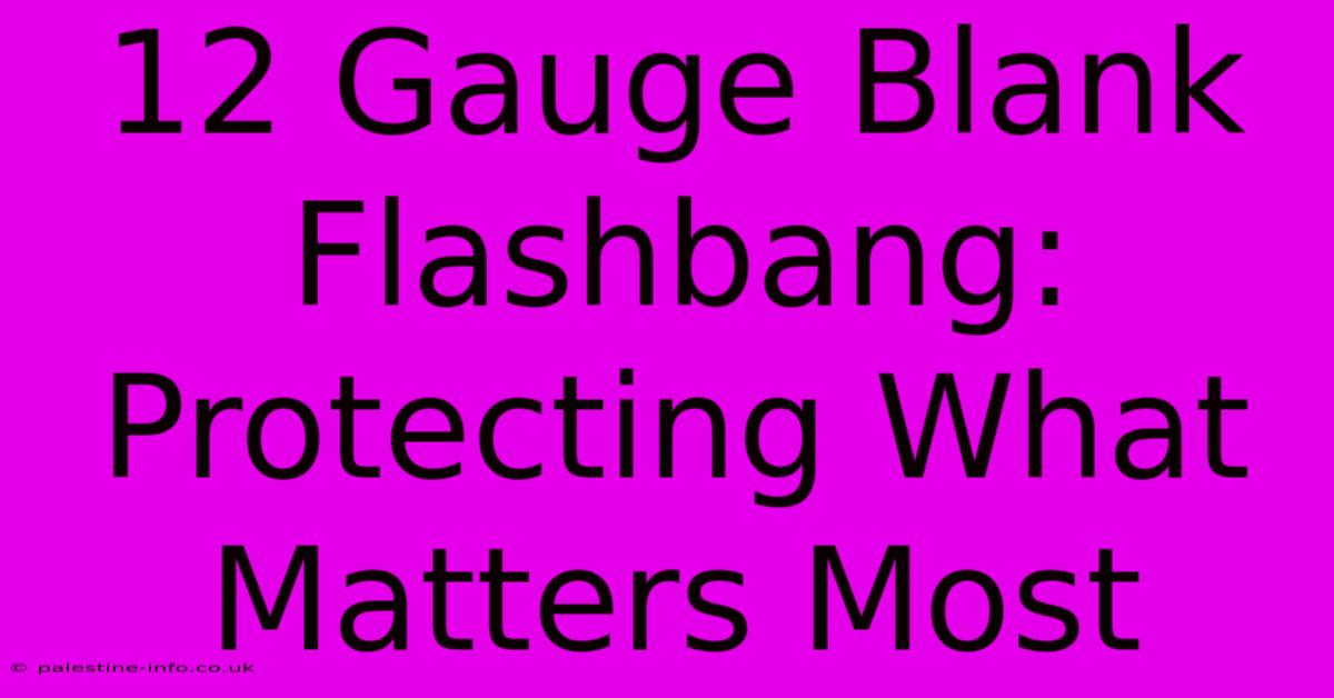 12 Gauge Blank Flashbang: Protecting What Matters Most