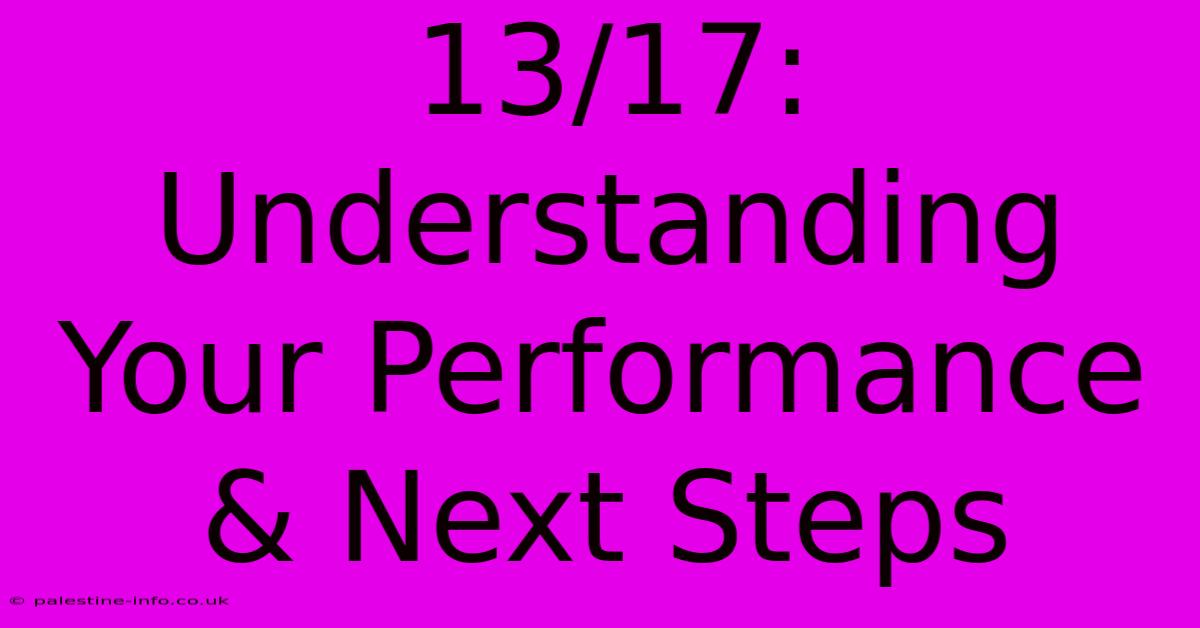 13/17: Understanding Your Performance & Next Steps