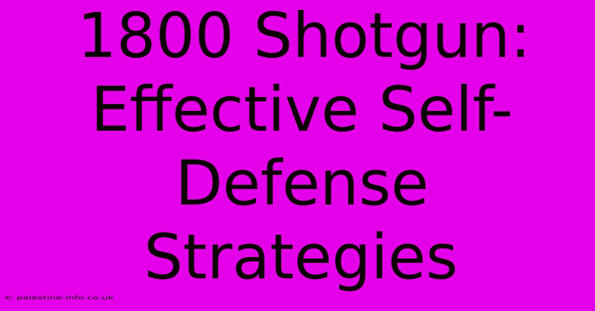 1800 Shotgun:  Effective Self-Defense Strategies