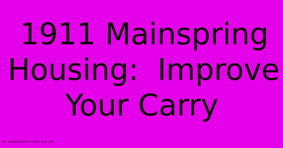 1911 Mainspring Housing:  Improve Your Carry