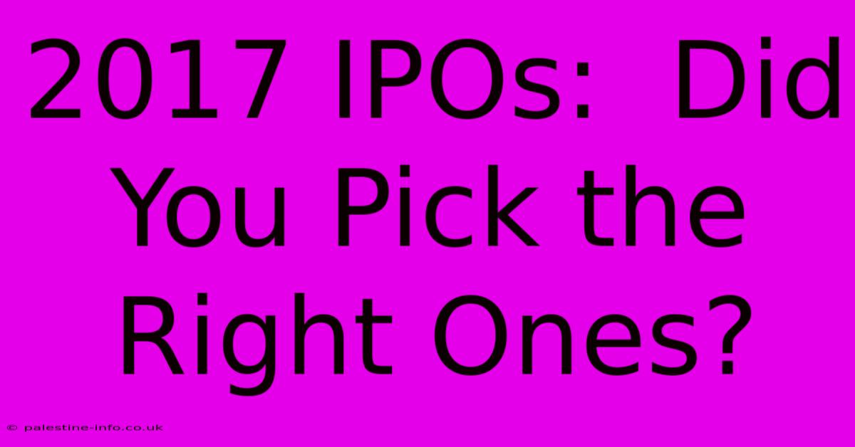 2017 IPOs:  Did You Pick The Right Ones?