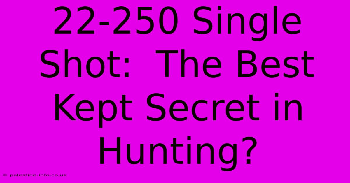 22-250 Single Shot:  The Best Kept Secret In Hunting?