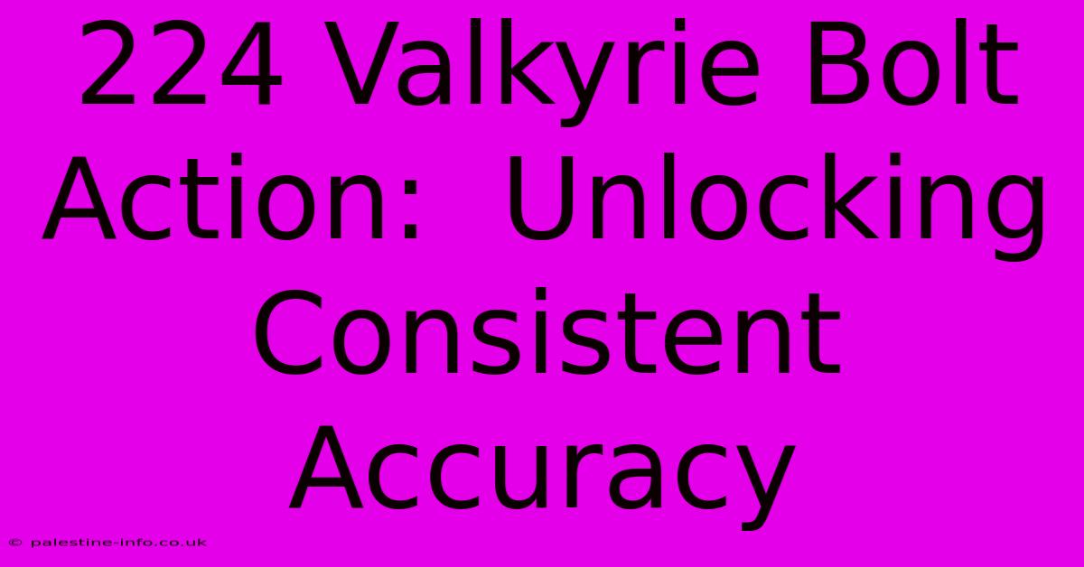 224 Valkyrie Bolt Action:  Unlocking Consistent Accuracy