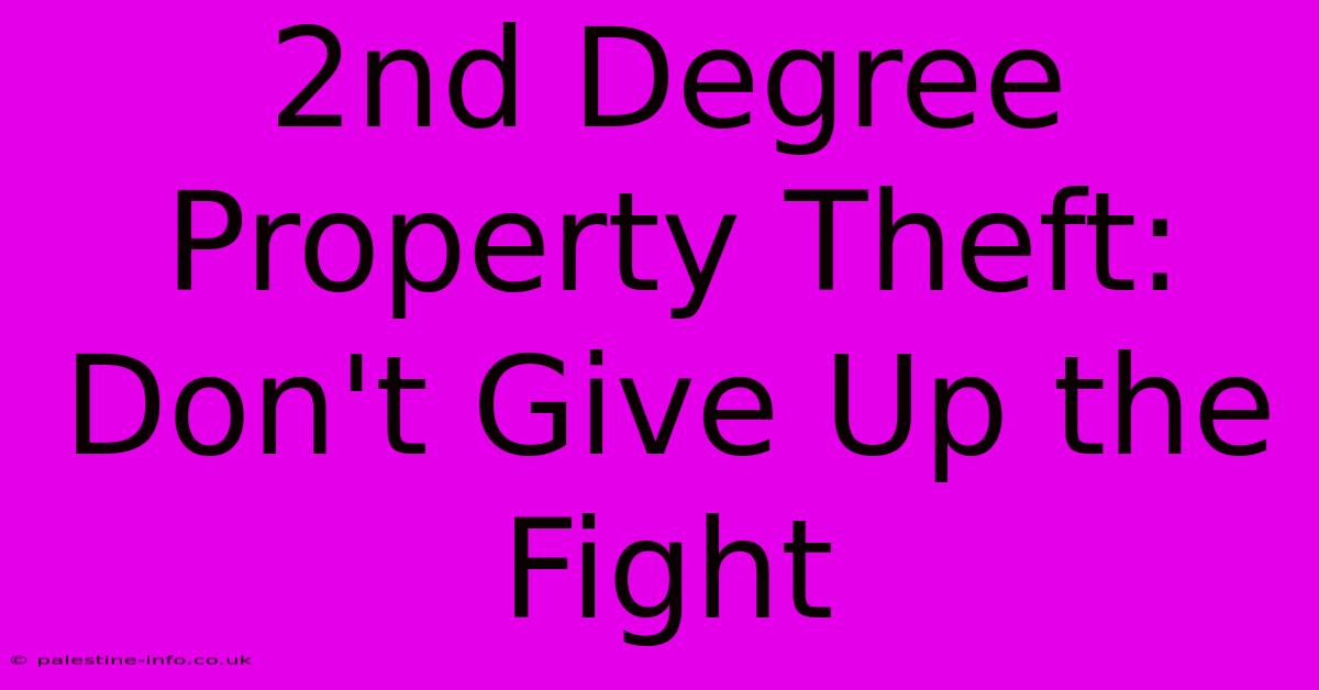 2nd Degree Property Theft: Don't Give Up The Fight