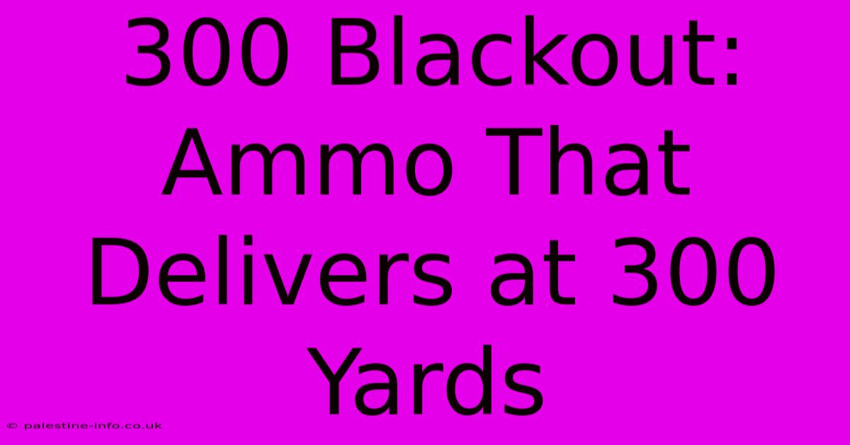 300 Blackout:  Ammo That Delivers At 300 Yards