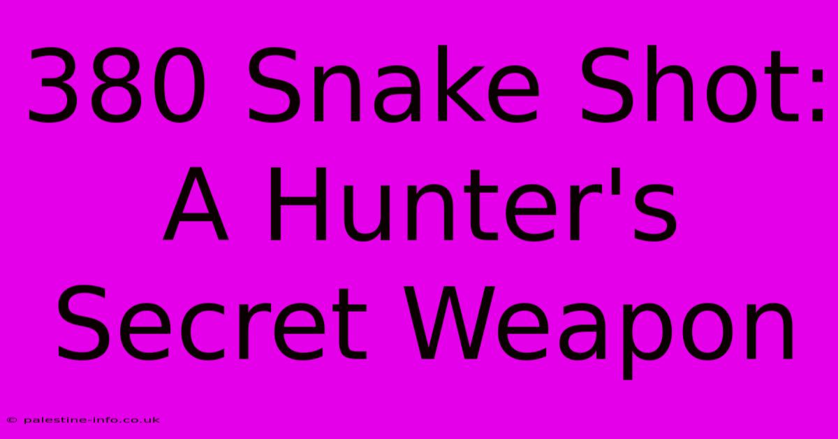 380 Snake Shot: A Hunter's Secret Weapon