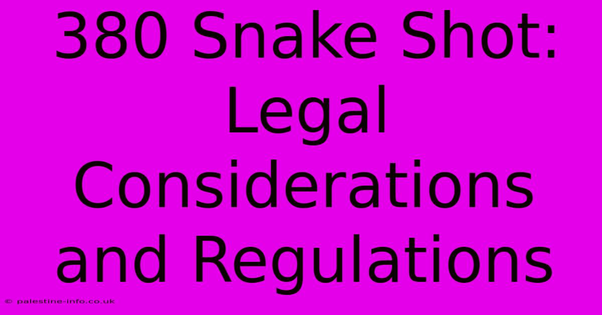 380 Snake Shot: Legal Considerations And Regulations