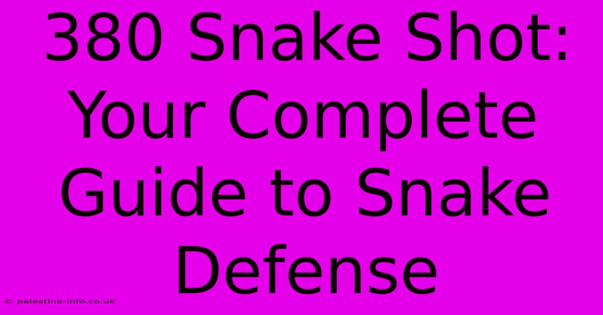 380 Snake Shot:  Your Complete Guide To Snake Defense