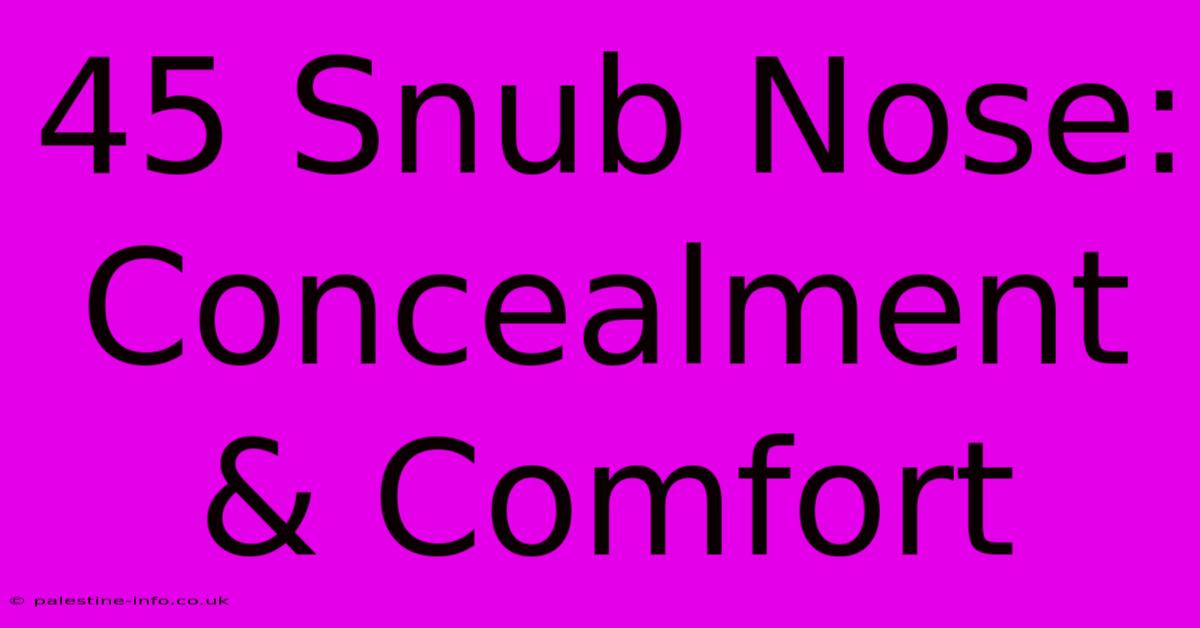 45 Snub Nose: Concealment & Comfort