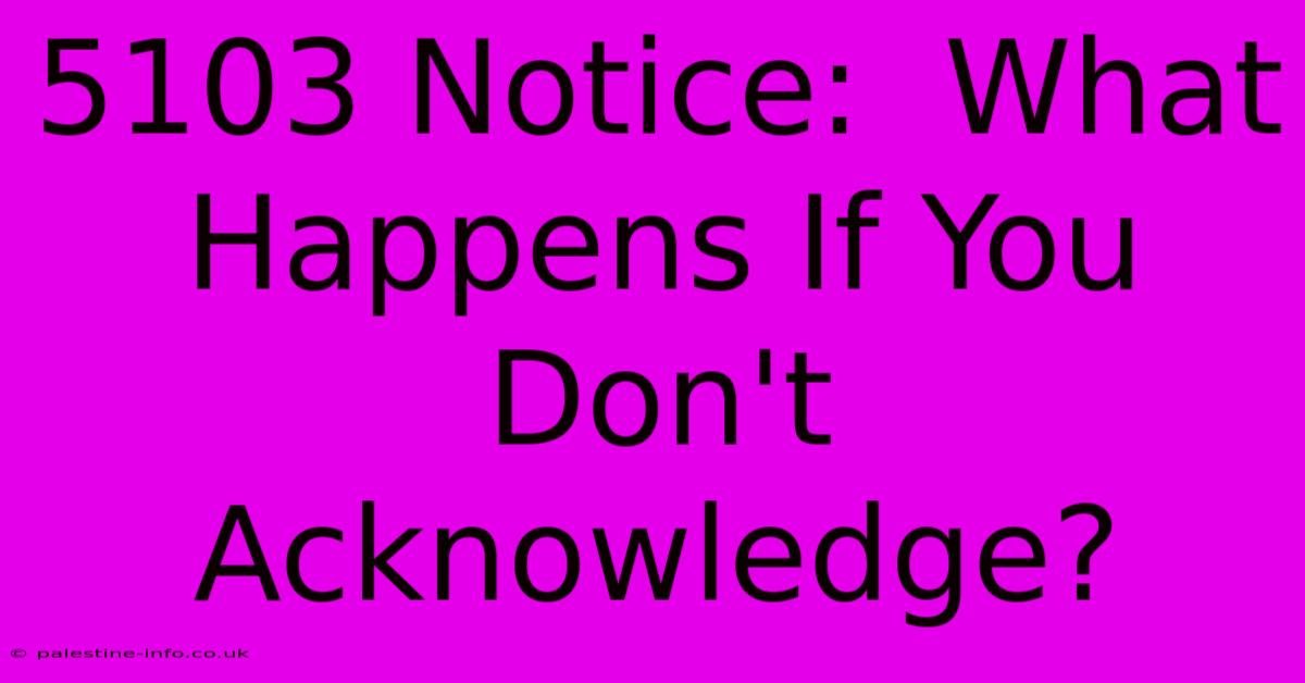 5103 Notice:  What Happens If You Don't Acknowledge?