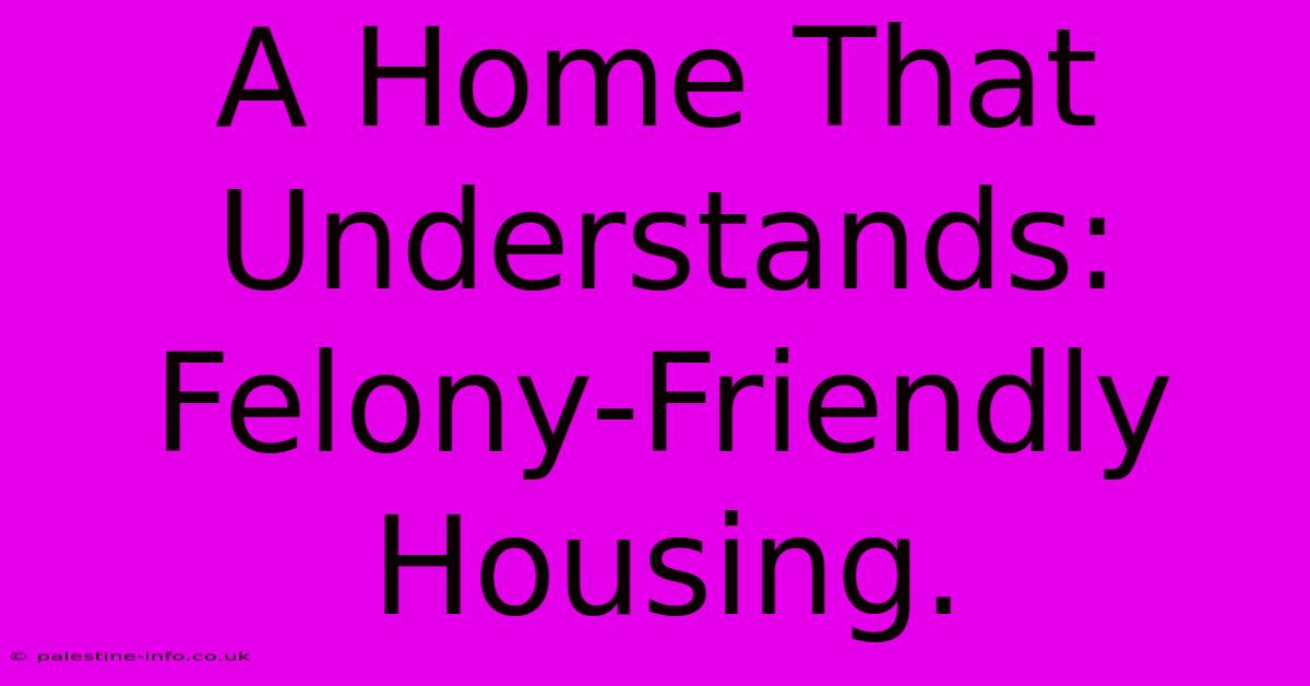 A Home That Understands:  Felony-Friendly Housing.