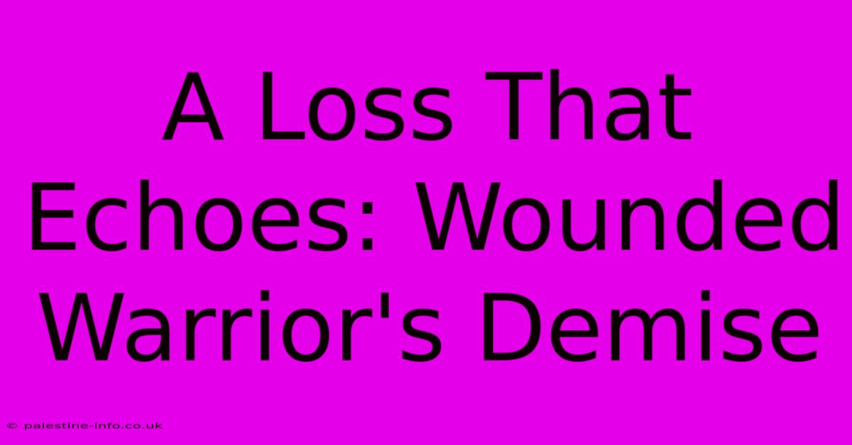 A Loss That Echoes: Wounded Warrior's Demise