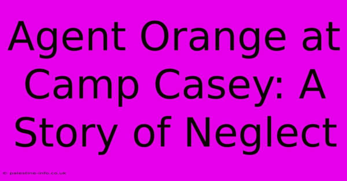 Agent Orange At Camp Casey: A Story Of Neglect