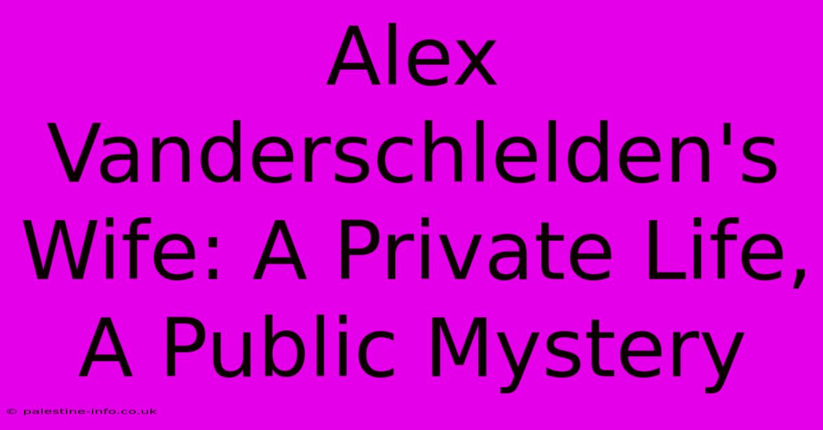 Alex Vanderschlelden's Wife: A Private Life, A Public Mystery