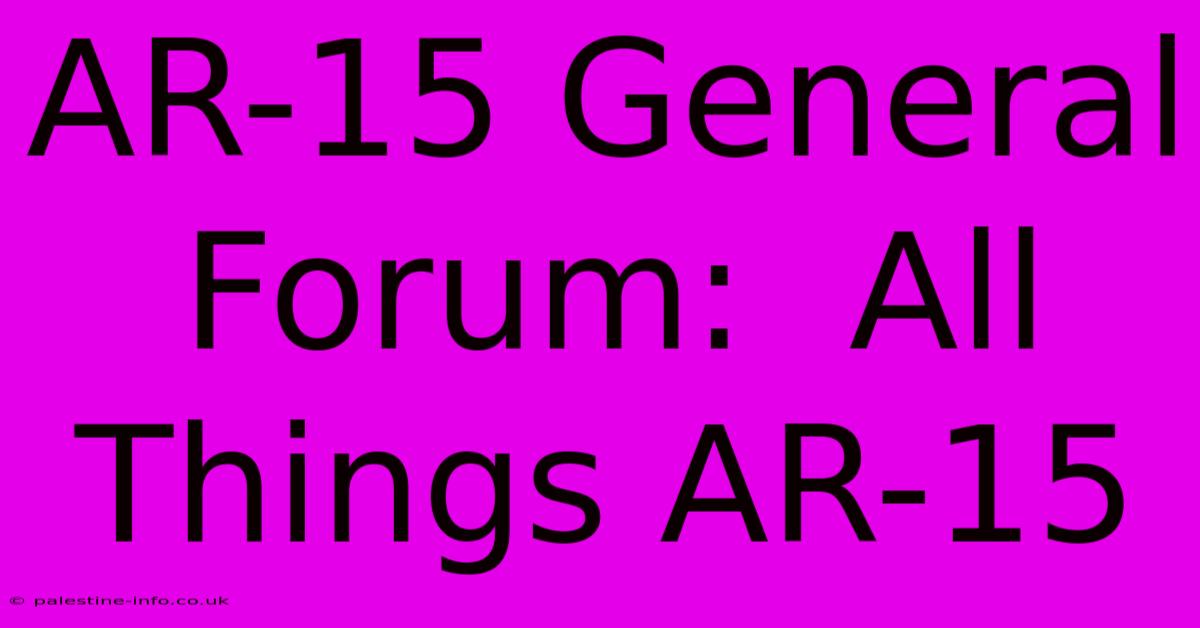 AR-15 General Forum:  All Things AR-15