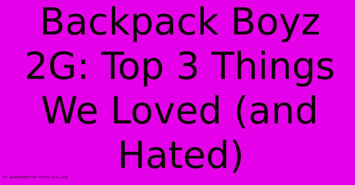 Backpack Boyz 2G: Top 3 Things We Loved (and Hated)