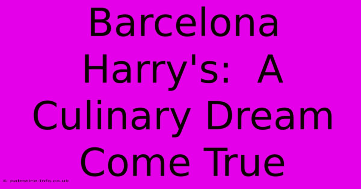 Barcelona Harry's:  A Culinary Dream Come True