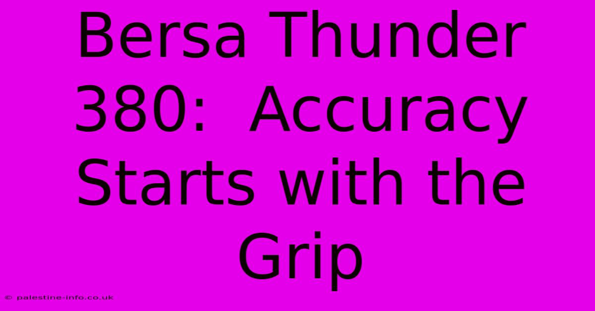 Bersa Thunder 380:  Accuracy Starts With The Grip