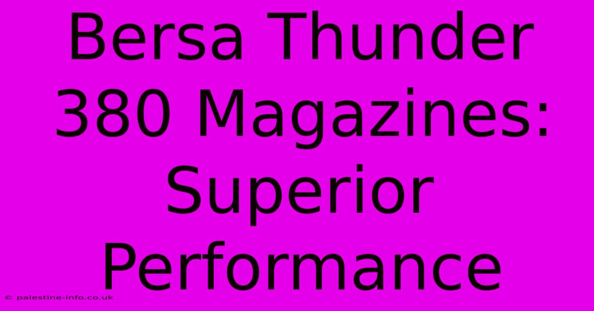 Bersa Thunder 380 Magazines:  Superior Performance