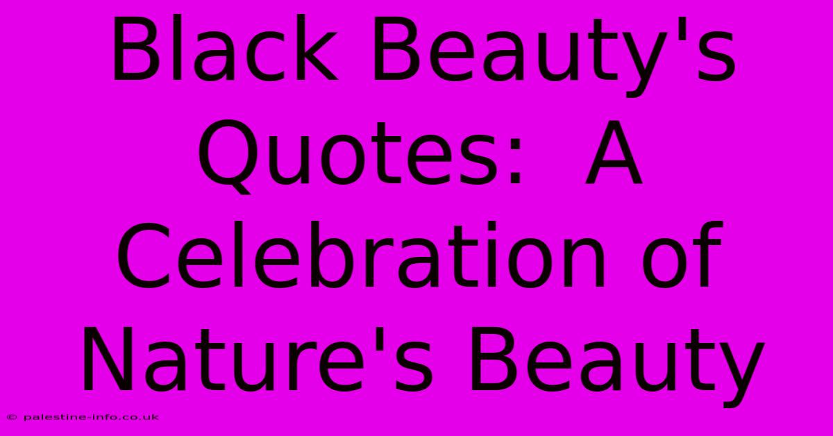 Black Beauty's Quotes:  A Celebration Of Nature's Beauty