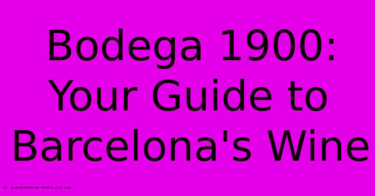 Bodega 1900: Your Guide To Barcelona's Wine