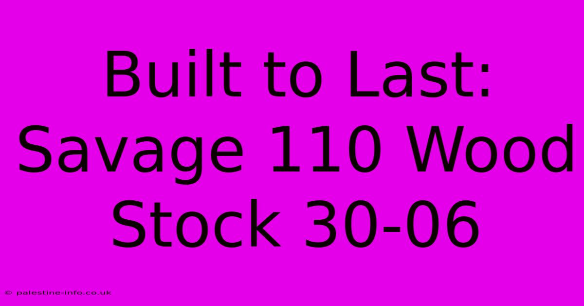 Built To Last: Savage 110 Wood Stock 30-06