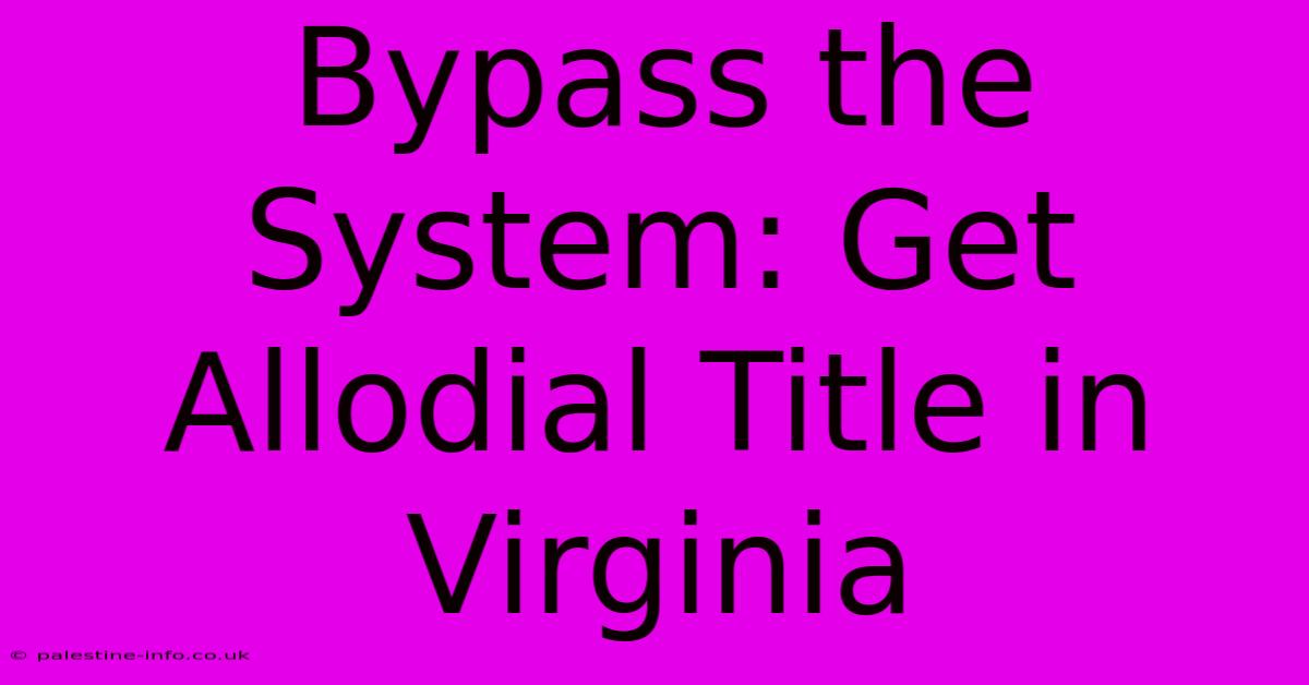 Bypass The System: Get Allodial Title In Virginia