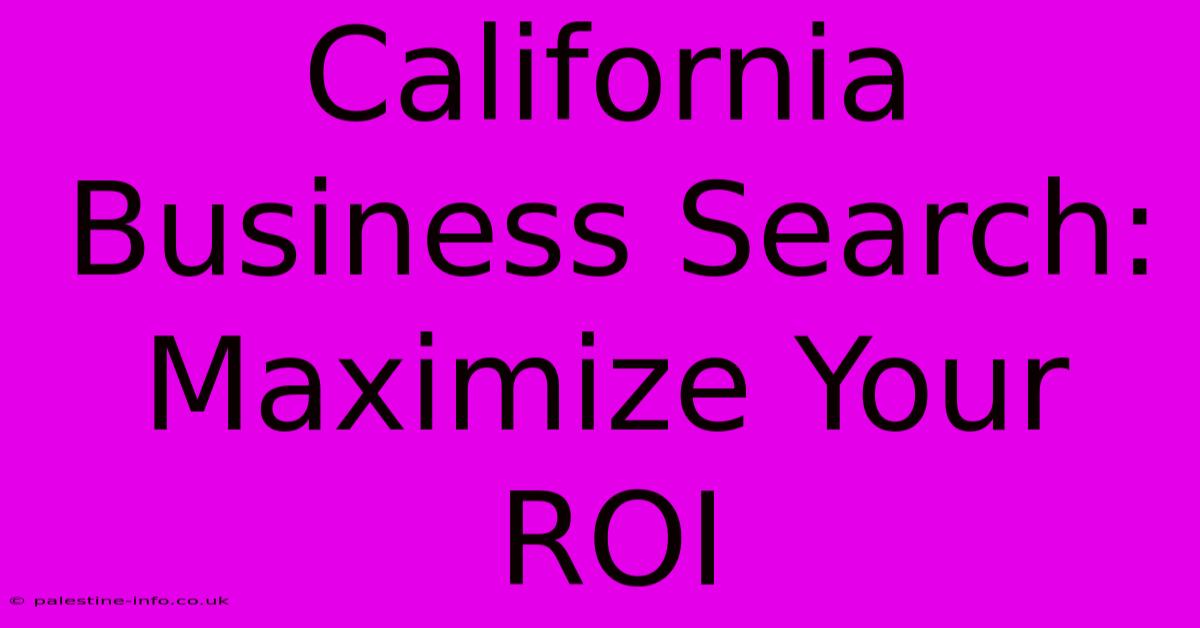 California Business Search:  Maximize Your ROI