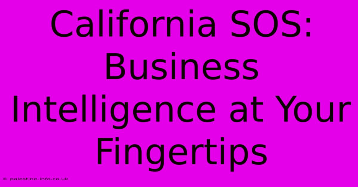 California SOS:  Business Intelligence At Your Fingertips