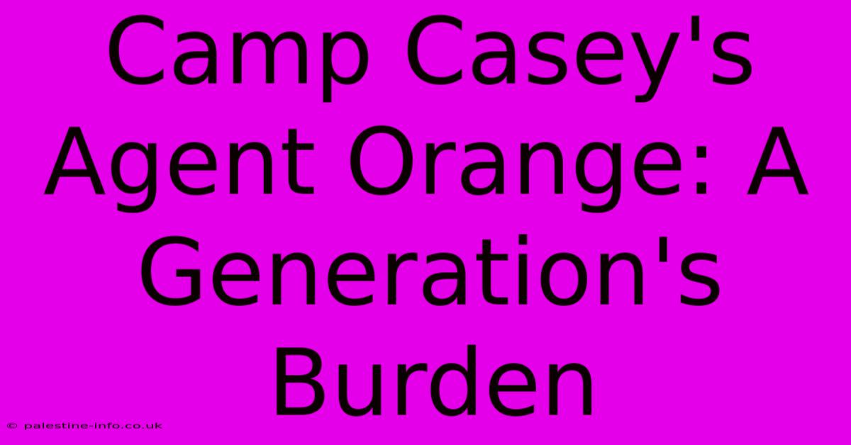 Camp Casey's Agent Orange: A Generation's Burden