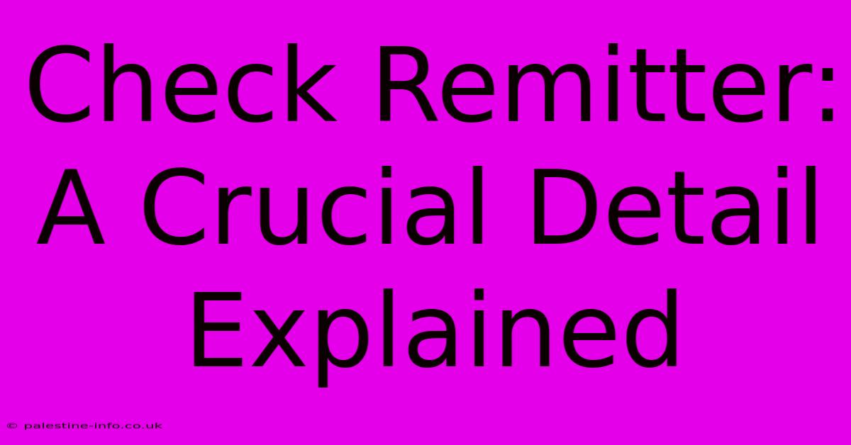 Check Remitter: A Crucial Detail Explained