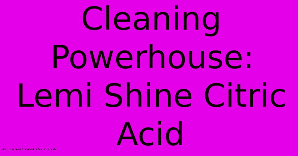 Cleaning Powerhouse: Lemi Shine Citric Acid