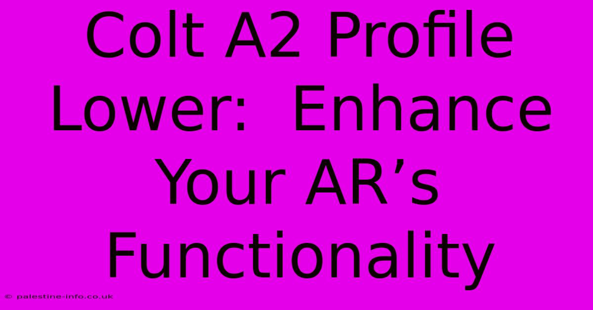 Colt A2 Profile Lower:  Enhance Your AR’s Functionality