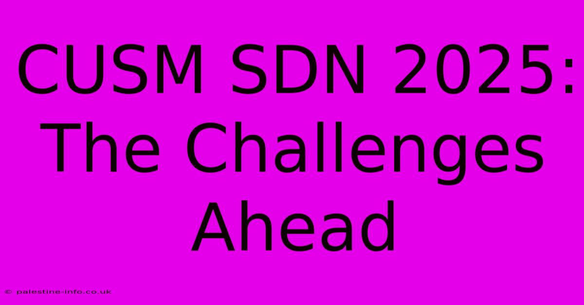 CUSM SDN 2025:  The Challenges Ahead