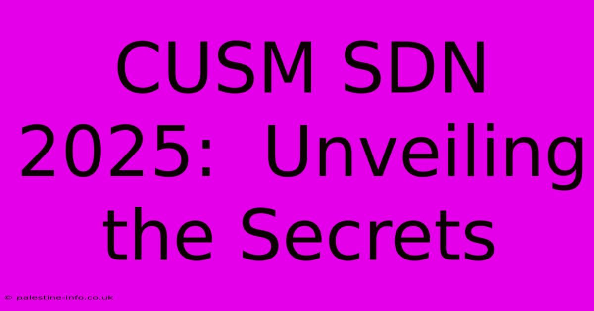 CUSM SDN 2025:  Unveiling The Secrets