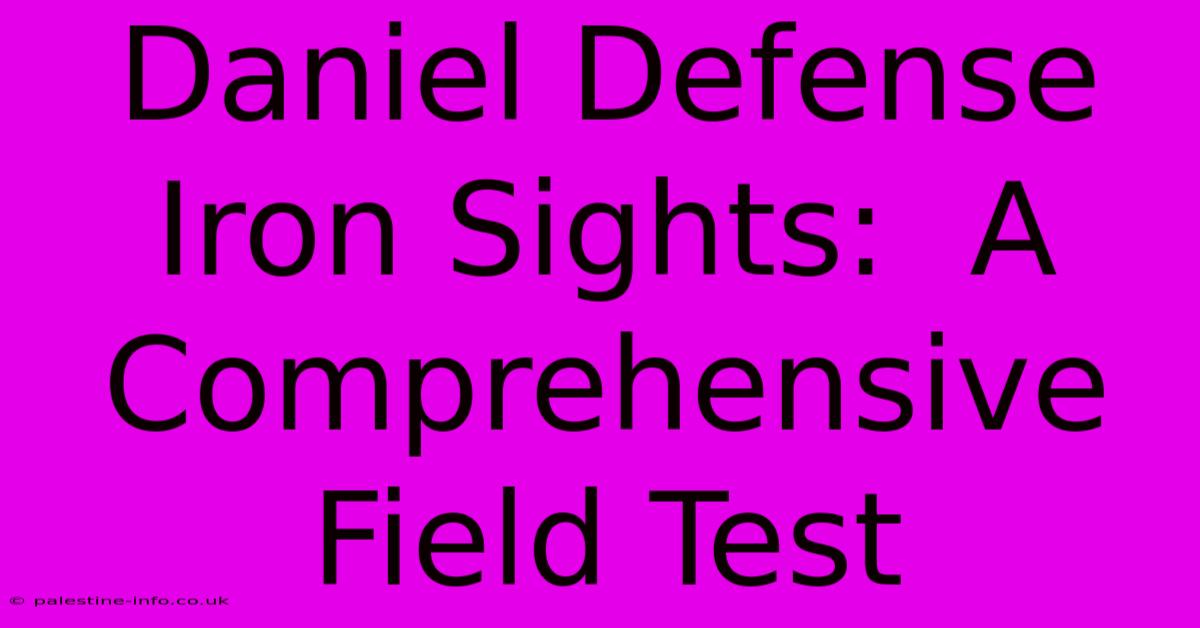 Daniel Defense Iron Sights:  A Comprehensive Field Test