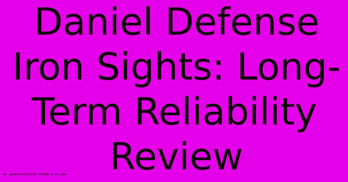 Daniel Defense Iron Sights: Long-Term Reliability Review