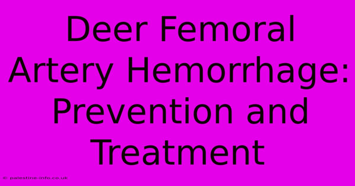 Deer Femoral Artery Hemorrhage: Prevention And Treatment