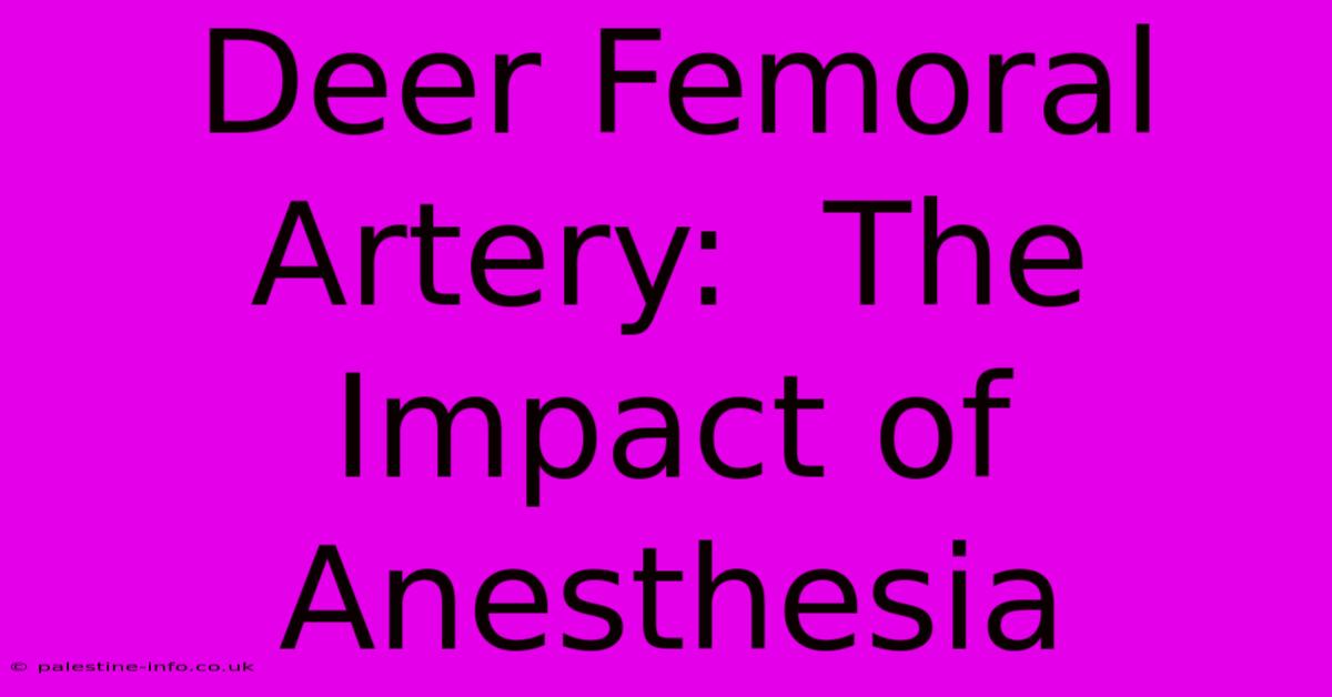 Deer Femoral Artery:  The Impact Of Anesthesia