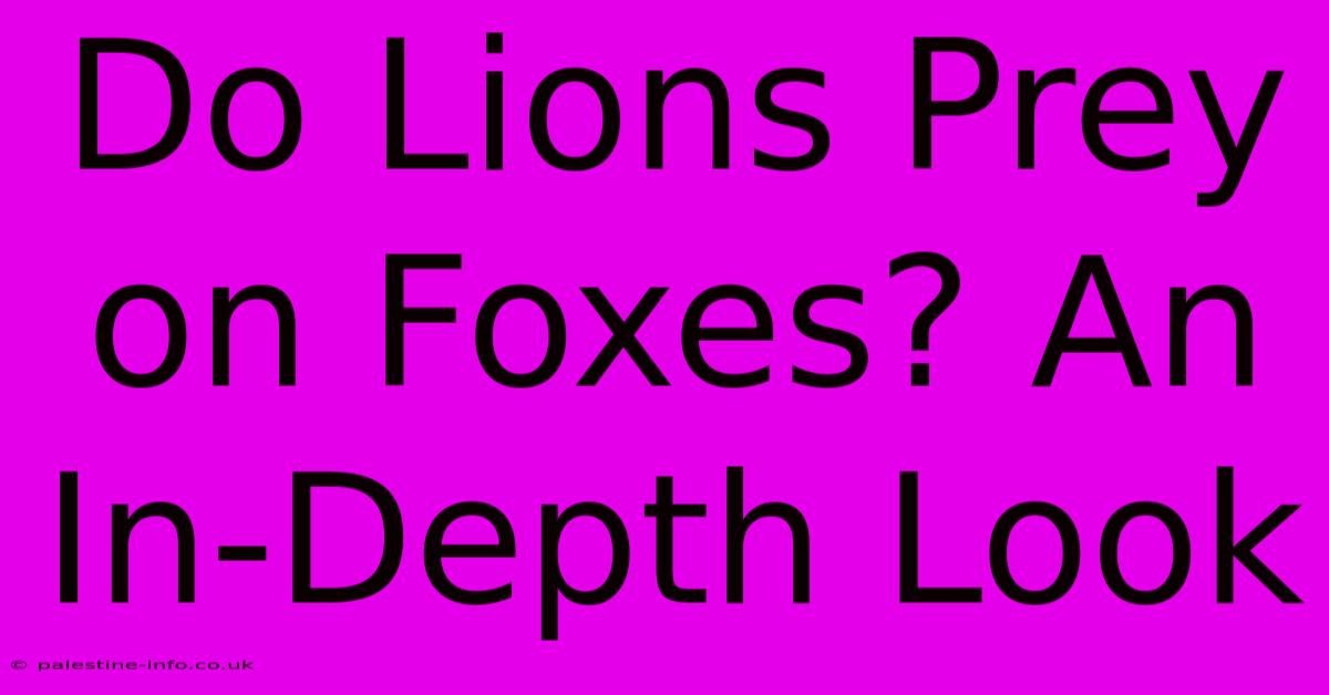 Do Lions Prey On Foxes? An In-Depth Look