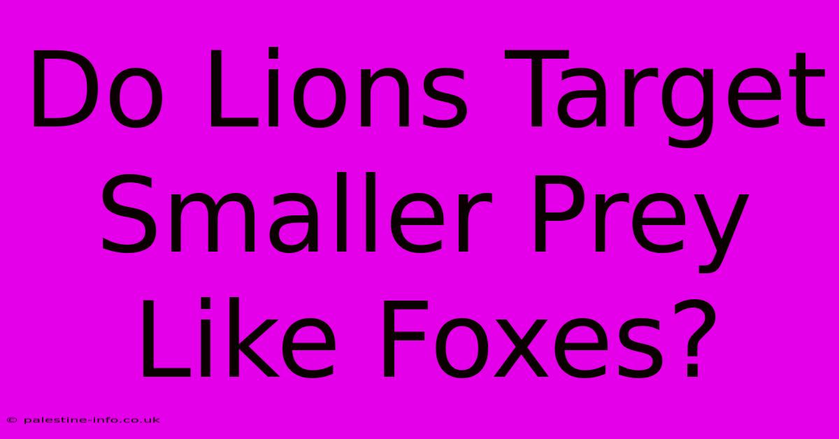 Do Lions Target Smaller Prey Like Foxes?