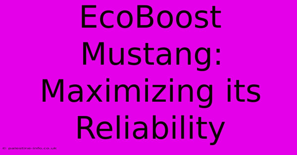 EcoBoost Mustang:  Maximizing Its Reliability