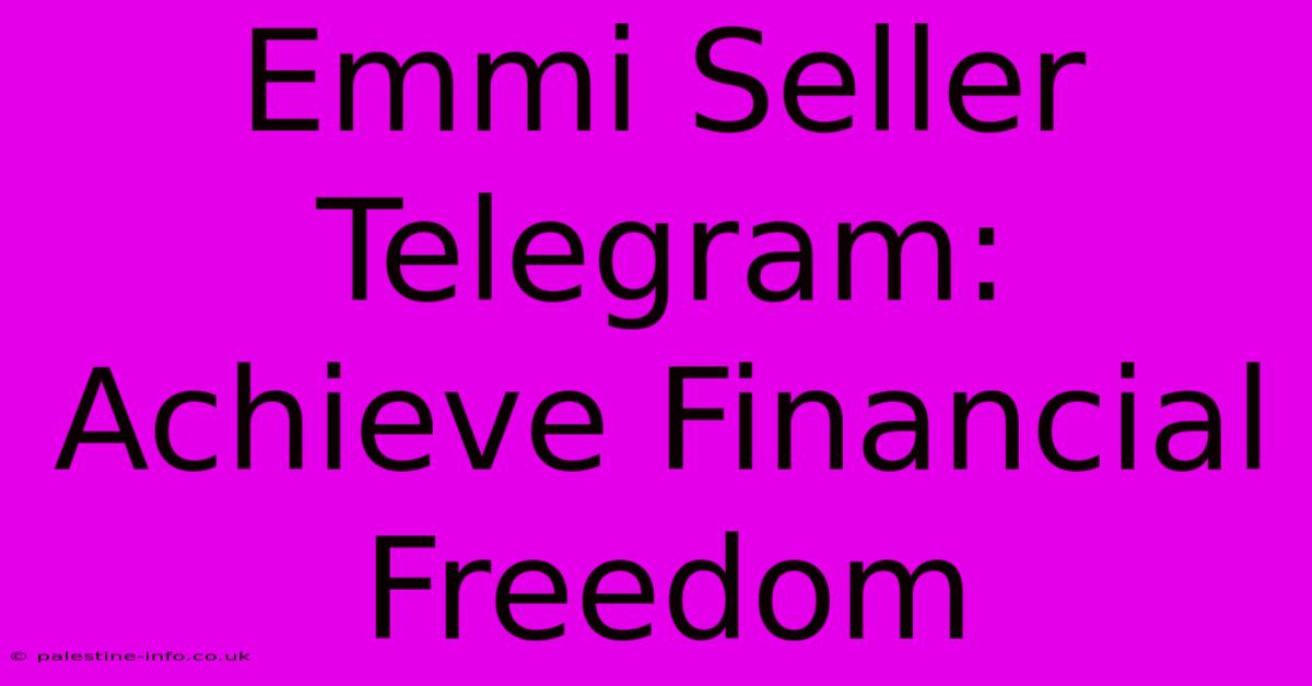 Emmi Seller Telegram:  Achieve Financial Freedom