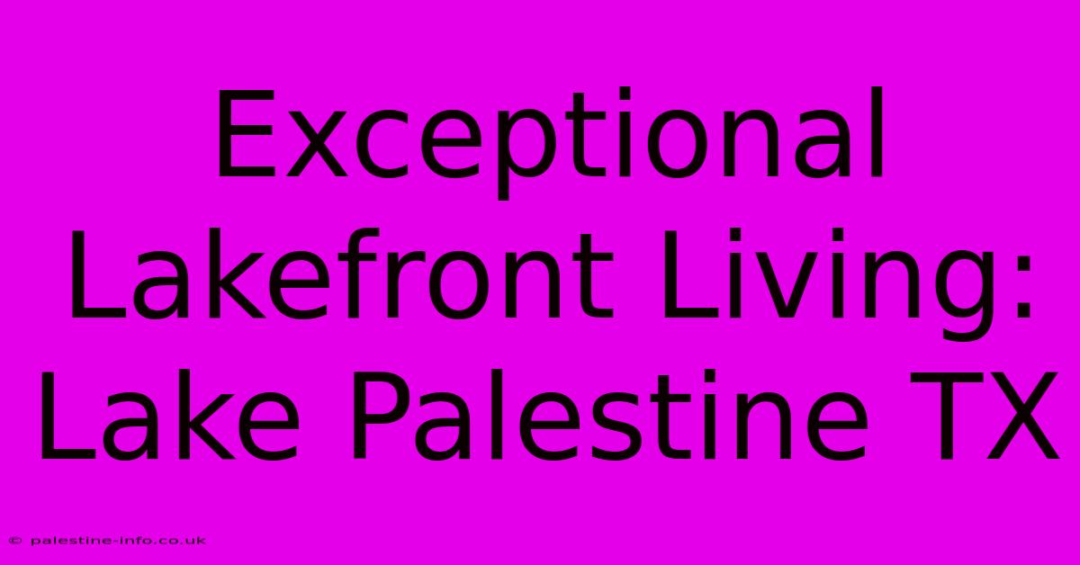 Exceptional Lakefront Living: Lake Palestine TX