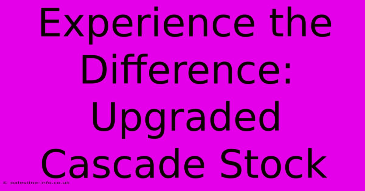 Experience The Difference: Upgraded Cascade Stock