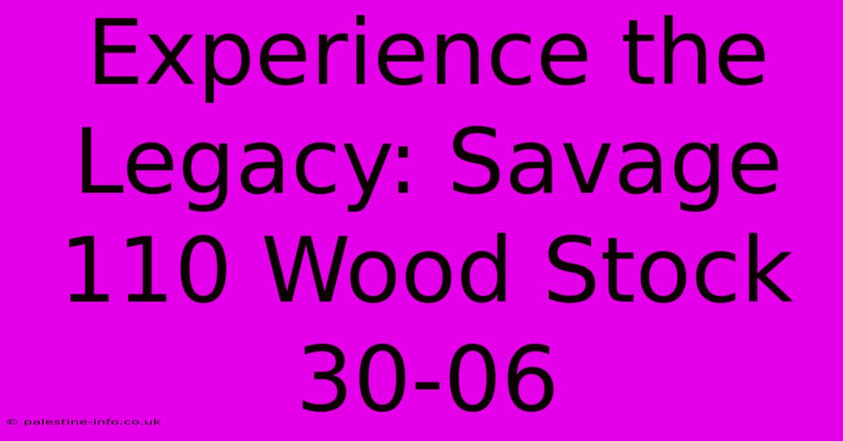 Experience The Legacy: Savage 110 Wood Stock 30-06