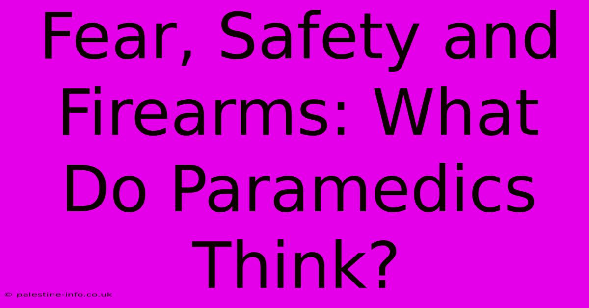 Fear, Safety And Firearms: What Do Paramedics Think?