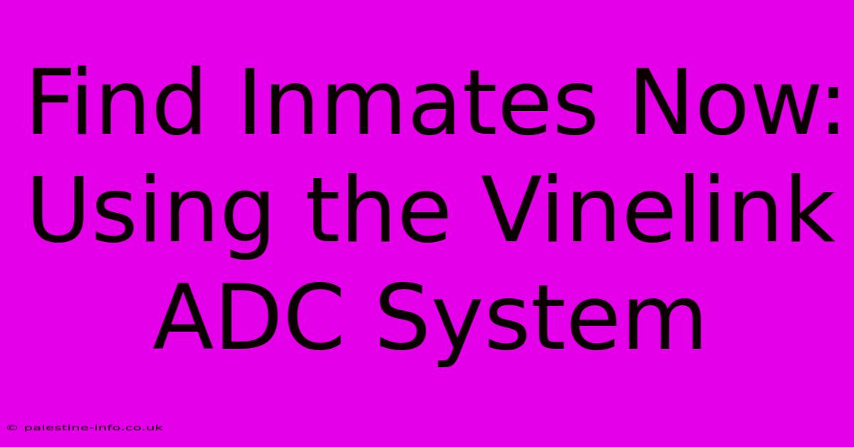 Find Inmates Now: Using The Vinelink ADC System