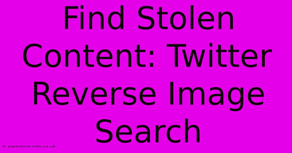 Find Stolen Content: Twitter Reverse Image Search