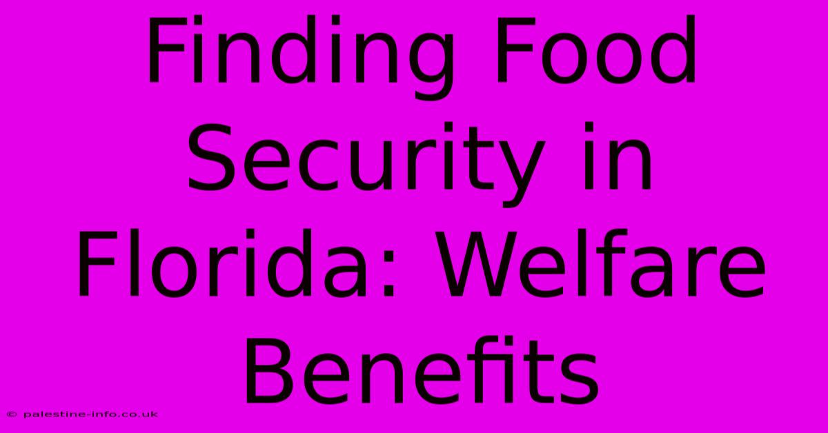 Finding Food Security In Florida: Welfare Benefits